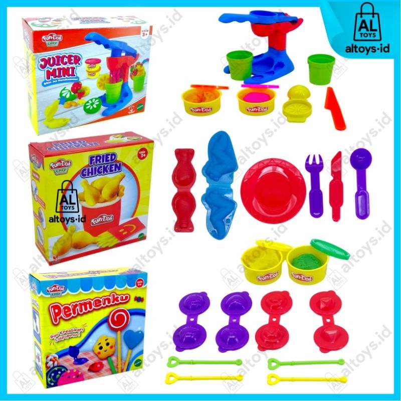 MAINAN EDUKASI FUNDOH LILIN PLASTISIN &amp; CETAKAN SET JUICER MINI / PERMENKU / FRED CHICKEN FUN-DOH  MAINAN EDUKASI MURAH MAINAN ANAK PEREMPUAN MAINAN FUNDOH SET