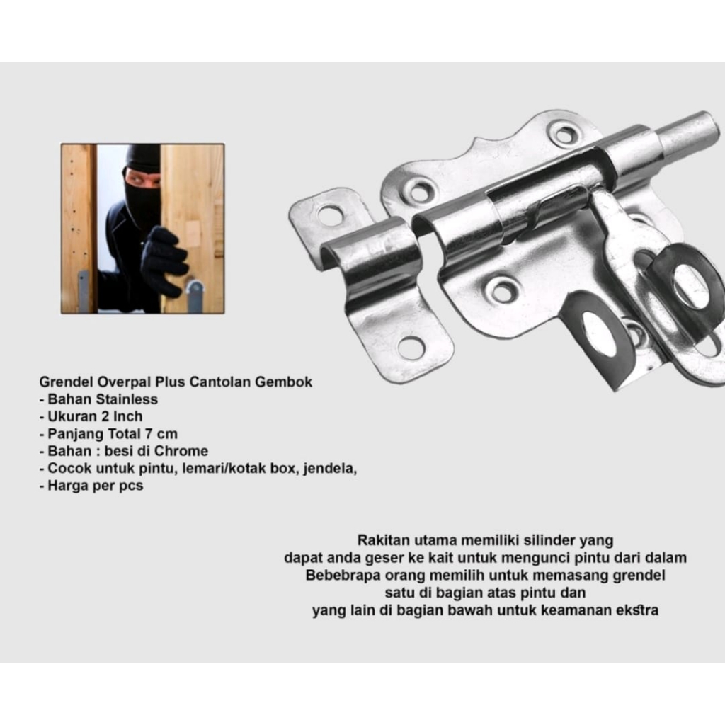 Slot Pintu Gudang 2 Inci l Gerendel Overpal Jendela l Barrel Bolt I slot kunci gudang