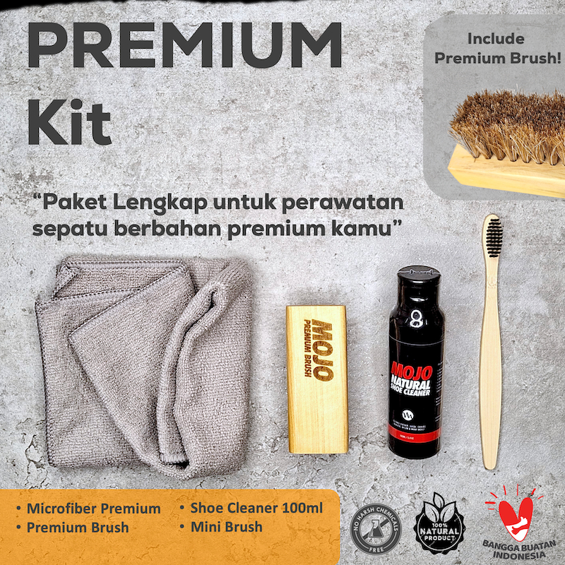 Premium Kit - MOJO Shoe Cleaner / Cairan pembersih Sepatu / Sabun Cuci / Paket Lengkap Starter kit /