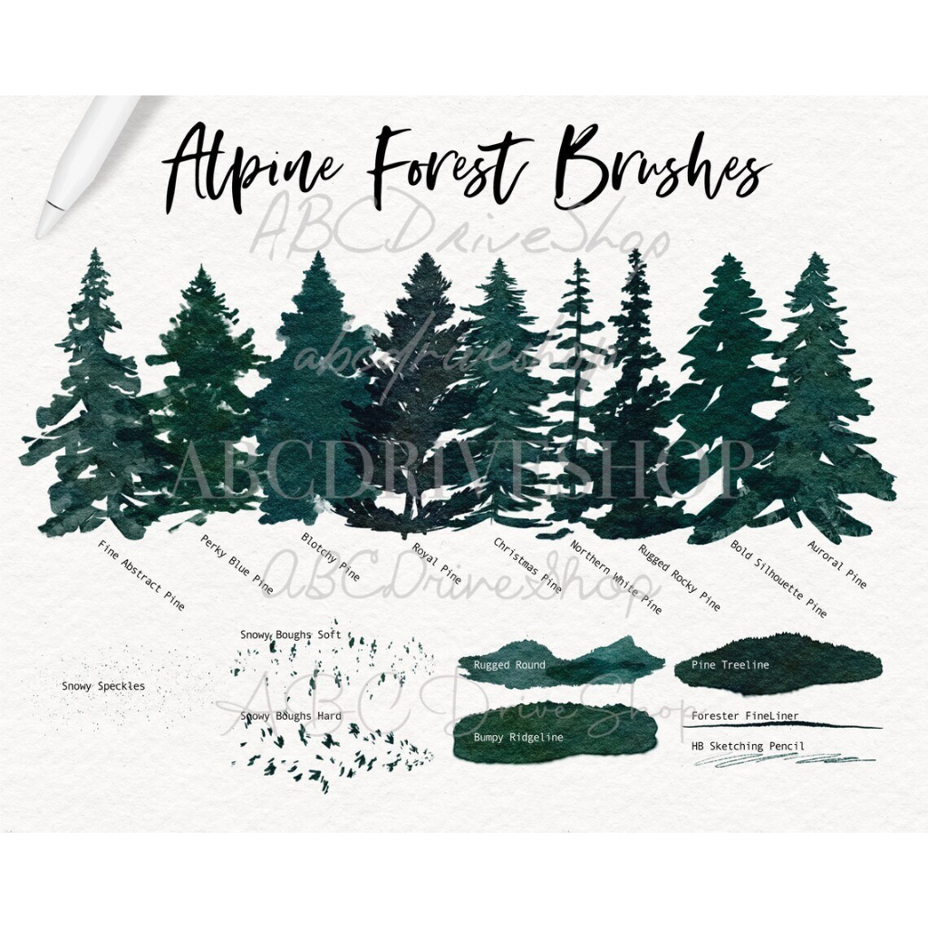 Procreate Brush - Alpine Forest Watercolor Brush Kit for Procreate