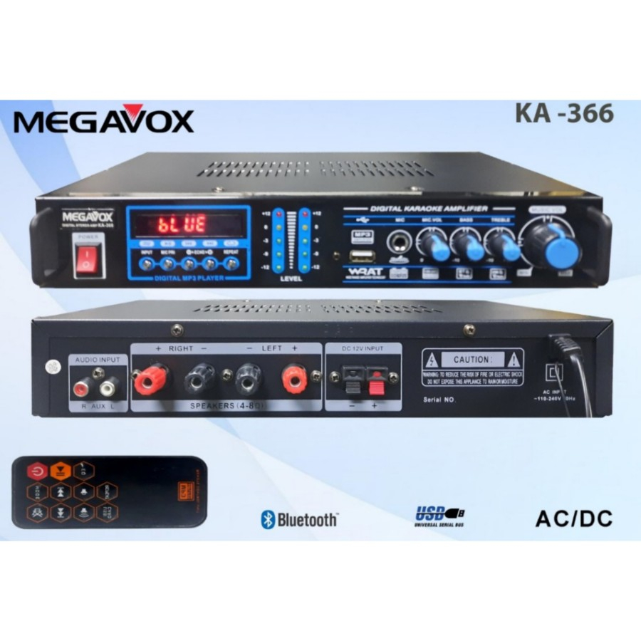 Ampli bluetooth Megavox KA 366 KA366 KA-366 professional