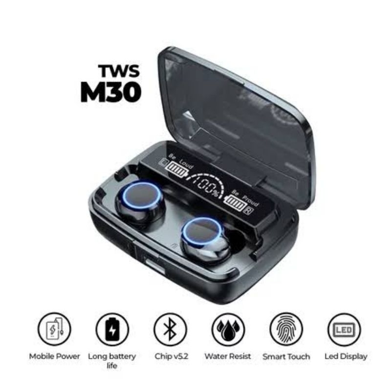 HF HEADSET BLUETOOTH WIRELESS M-30 ORIGINAL VERSI 5.2 KWALITAS BAGUS EXTRAS BAS BOSS LED INDICATOR