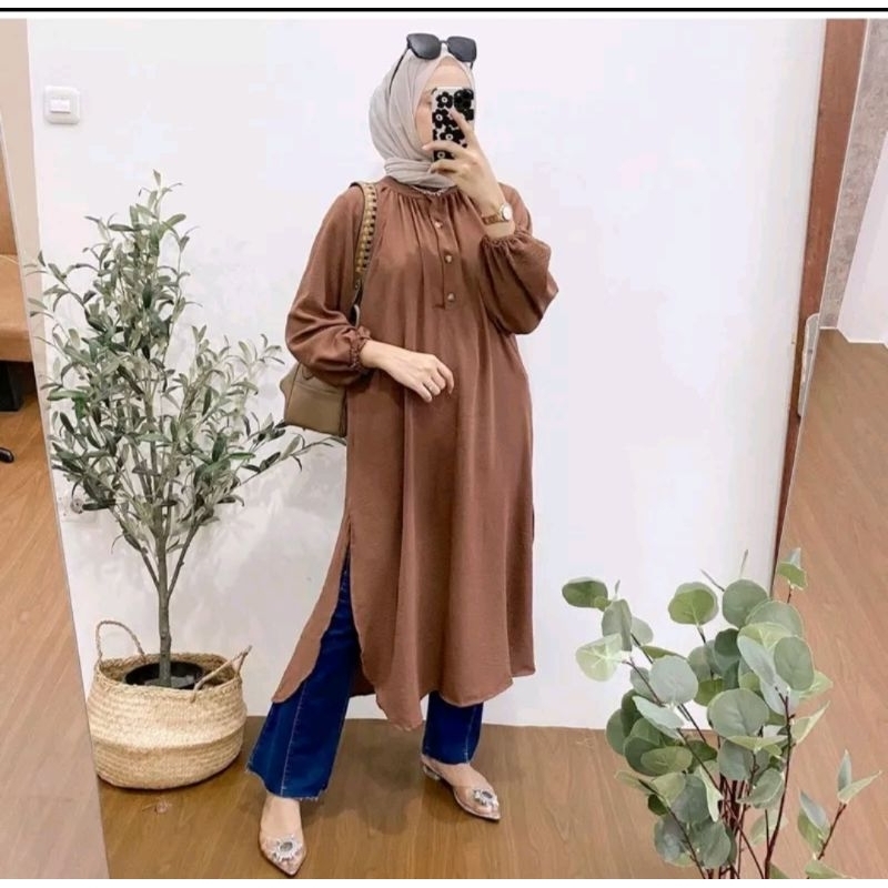 Meisa Tunik |Tunik Crinkle|Pakaian Muslim Wanita