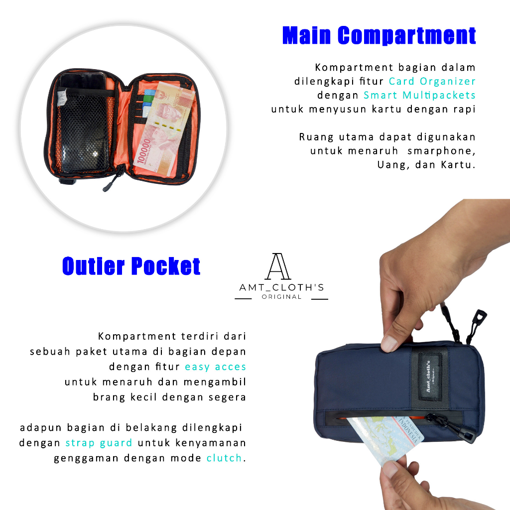 Clutch pria Wanita Multifungsi Waterproof Anti Air Pouch Handbag Serbaguna import terbaru