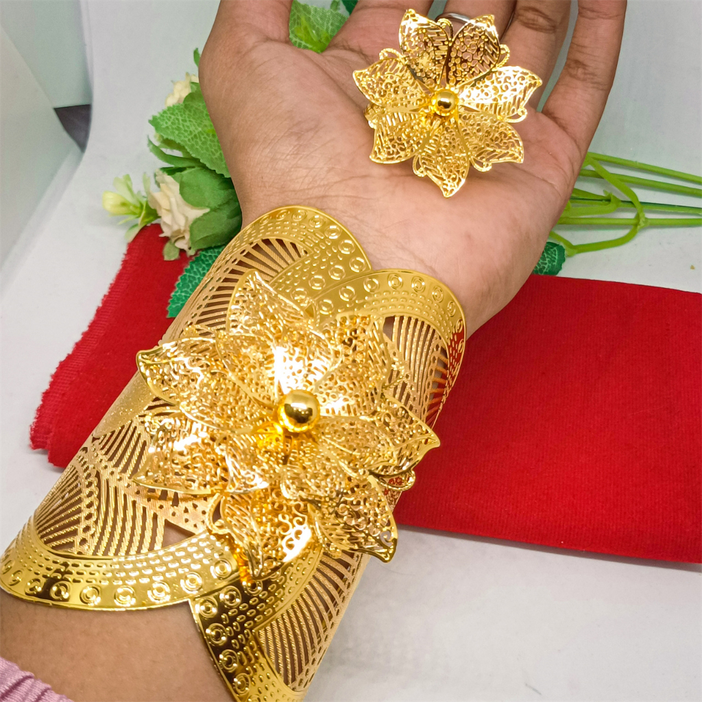 Lapis Emas 24k Gelang kendari Gelang Tangan Xuping Terbaru Dubai Perhiasan Wanita Motif Bangle