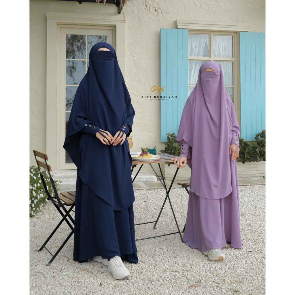 FLOWY GAMIS n KHIMAR by ALFI HURAIYAH klambieakhwat | bahan Aruz set jilbab abaya busui manset kancing