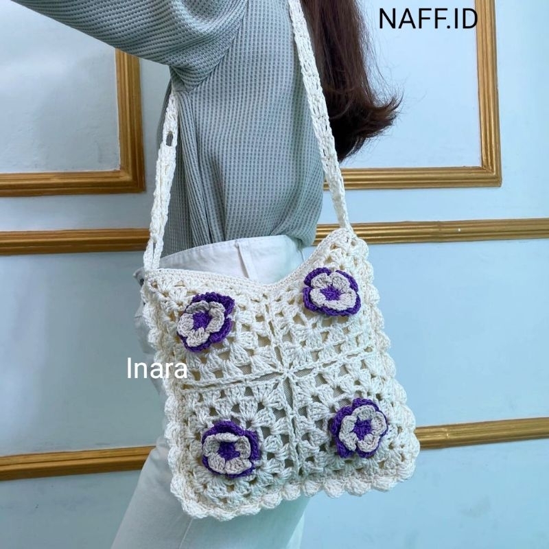 NAFF.ID-&quot;Inara&quot; Tas Rajut Handmade/ Tas Selempang Bunga Kerajinan Tangan