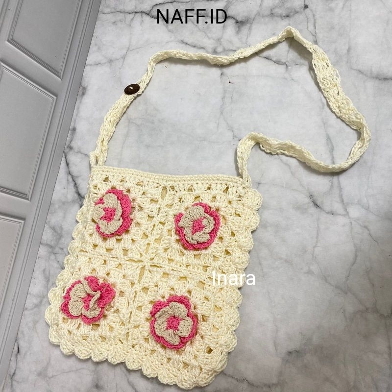 NAFF.ID-&quot;Inara&quot; Tas Rajut Handmade/ Tas Selempang Bunga Kerajinan Tangan