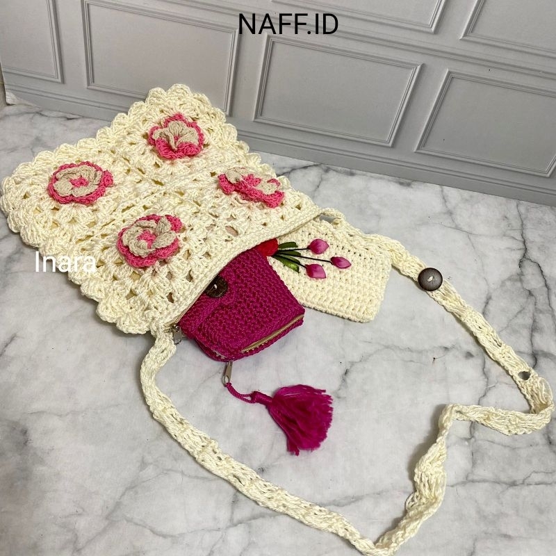 NAFF.ID-&quot;Inara&quot; Tas Rajut Handmade/ Tas Selempang Bunga Kerajinan Tangan