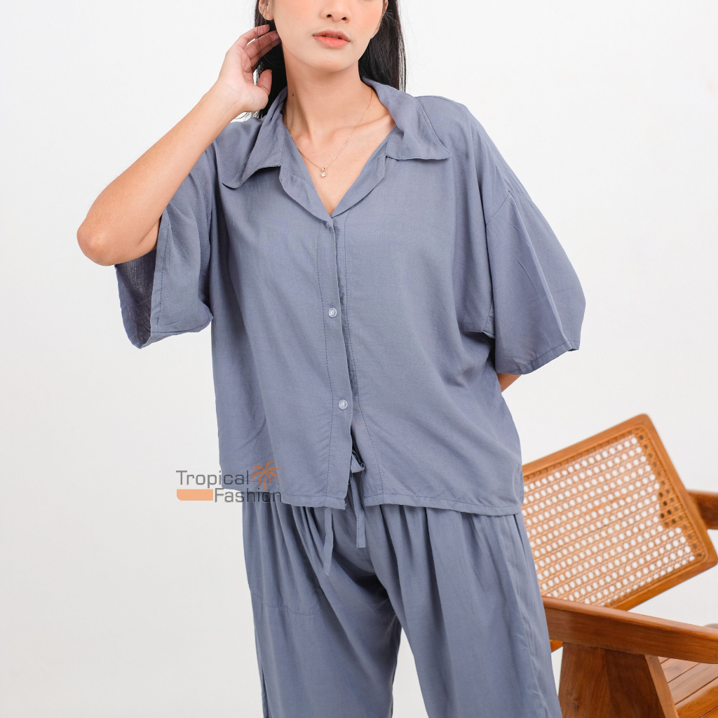Piyama 7/8 Polos Bahan Rayon Premium Termurah kekinian