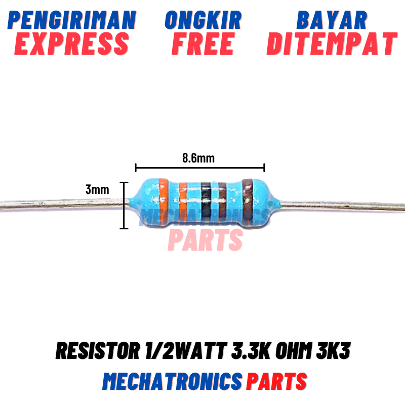 RESISTOR 1/2WATT 3.3KOHM