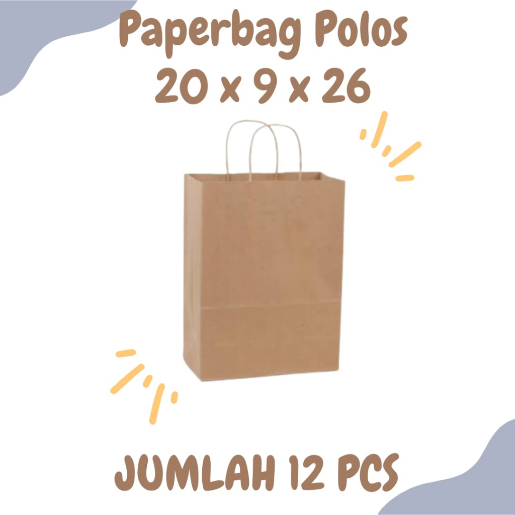 

paperbag per lusin (12pcs) 20x9x26 coklat tebal