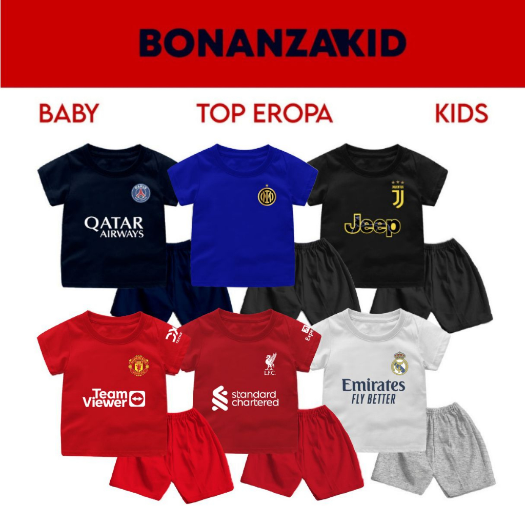 Baju Bola Anak Laki Laki Setelan Bola Anak Laki Laki Size Bayi Dan Anak Bahan Katun Combed 30s