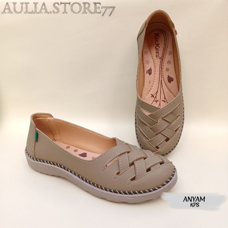 slip on wanita kekinian ukuran besar bigsize 41-45. anyam