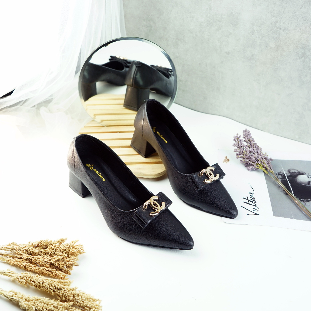 Sepatu Heels Wanita Kerja Sepatu Pantophel Sintetis ZR 08