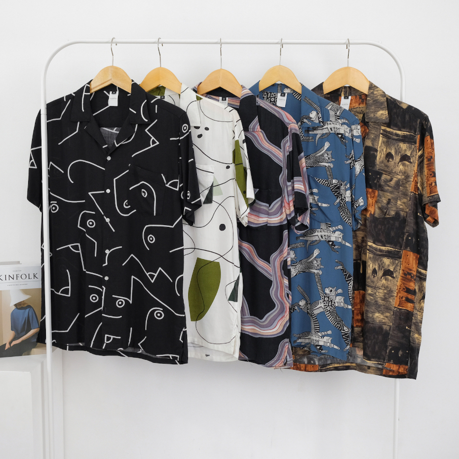 SANVANINA Kemeja Pria Motif Bunga-Bunga Floral Hawaiian Slim Fit - Delmar Casual Shirt E-2051