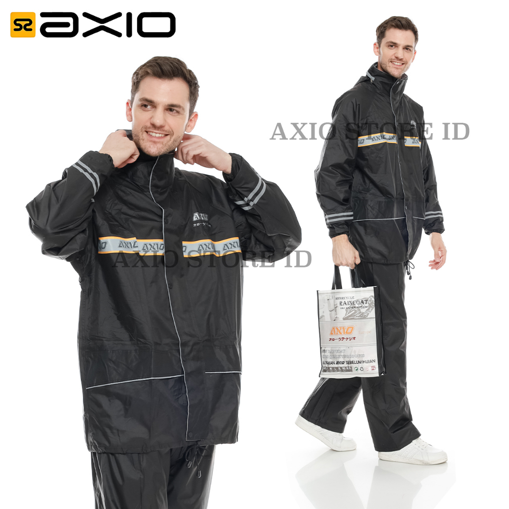 Jas Hujan Axio Hitam Original Garansi Anti Bocor Bahan Tebal