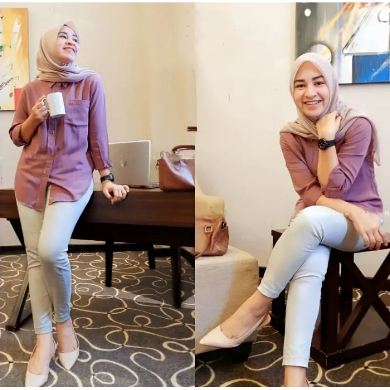Handy Shirt Premium Kemeja Wanita Bahan Rayon Uniqlo Kemeja Polos Wanita