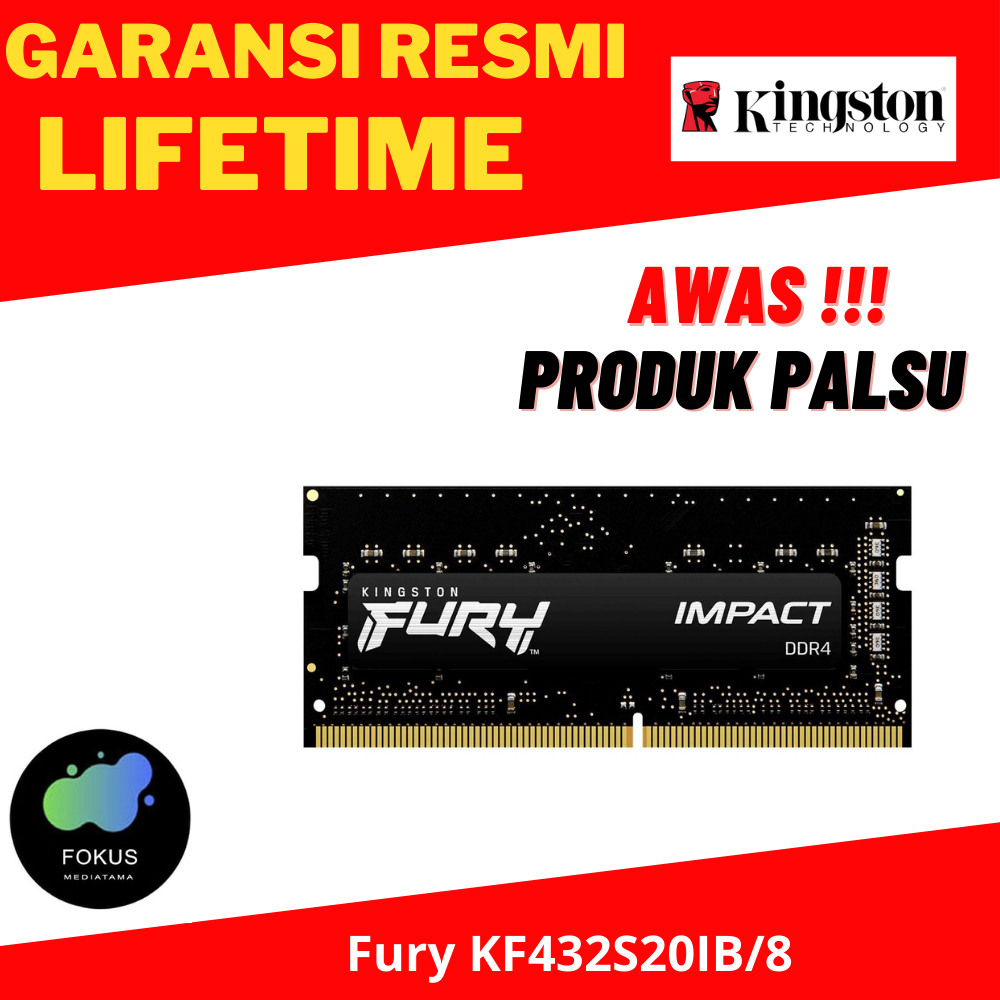 KINGSTON FURY IMPACT SODIMM 8GB DDR4 3200MHz PC 25600 | KF432S20IB/8