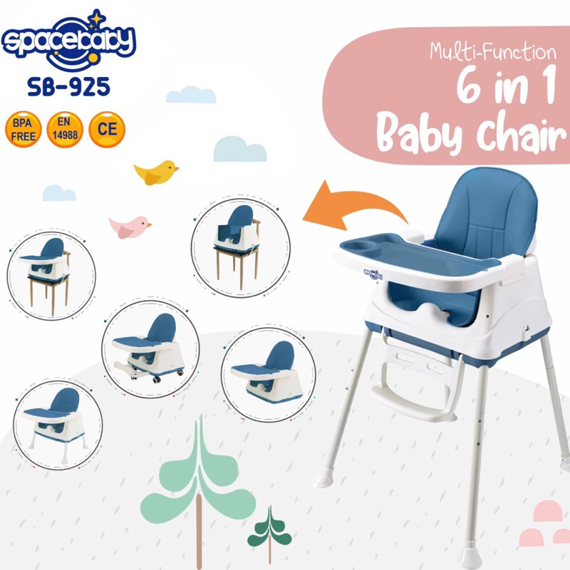 KURSI MAKAN BAYI / BABY HIGH CHAIR SPACEBABY SB925 SB 925 6in1 MULTIFUNGSI