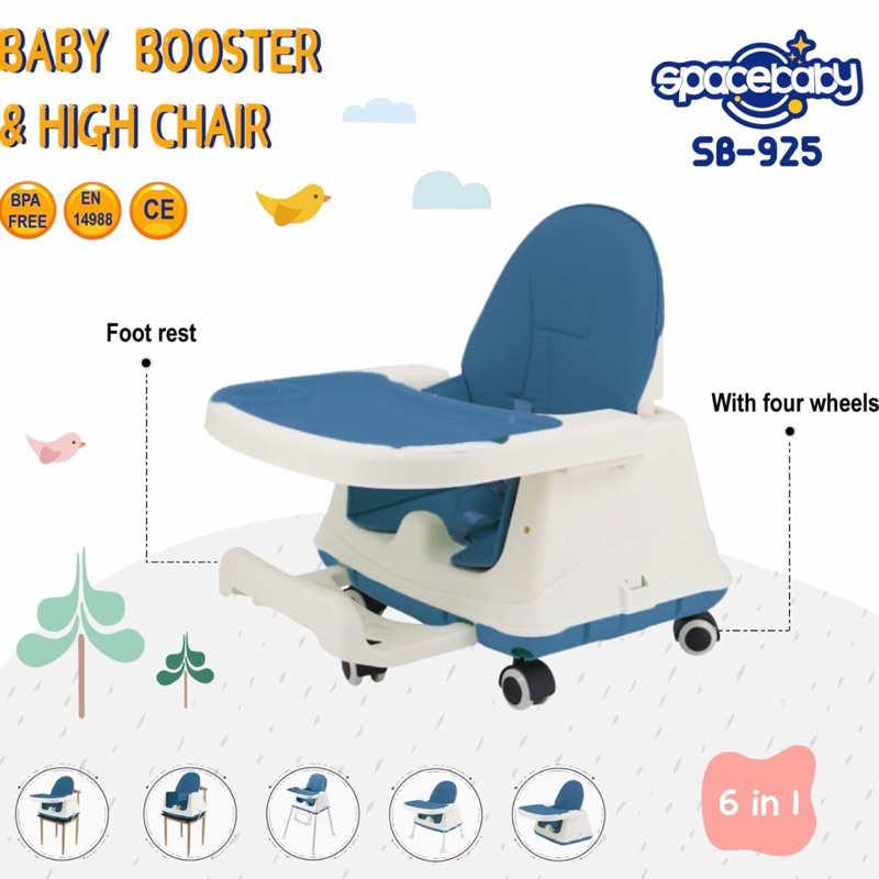 KURSI MAKAN BAYI / BABY HIGH CHAIR SPACEBABY SB925 SB 925 6in1 MULTIFUNGSI