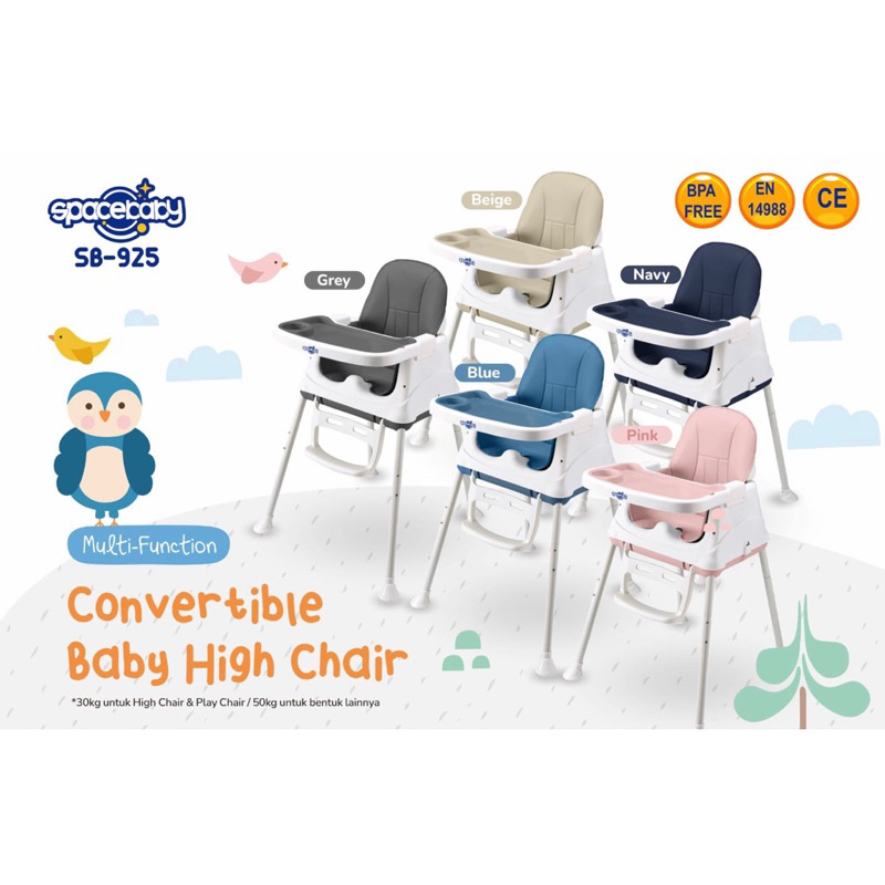 KURSI MAKAN BAYI / BABY HIGH CHAIR SPACEBABY SB925 SB 925 6in1 MULTIFUNGSI