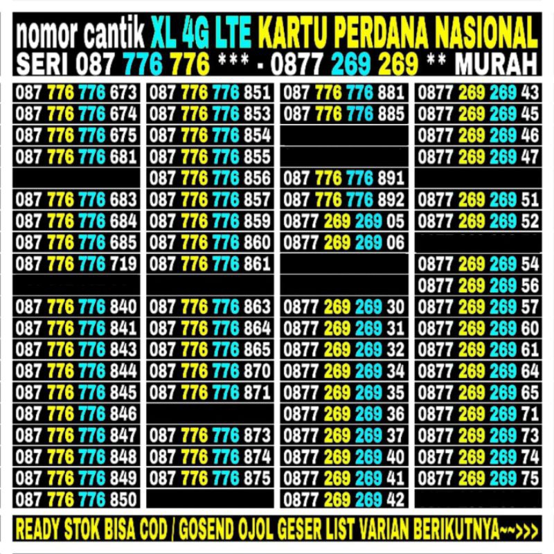 Promo nomor cantik perdana XL 4G LTE SEGEL seri 9000 9000 3000 3000 dapat dipakai diseLuruh indonesia