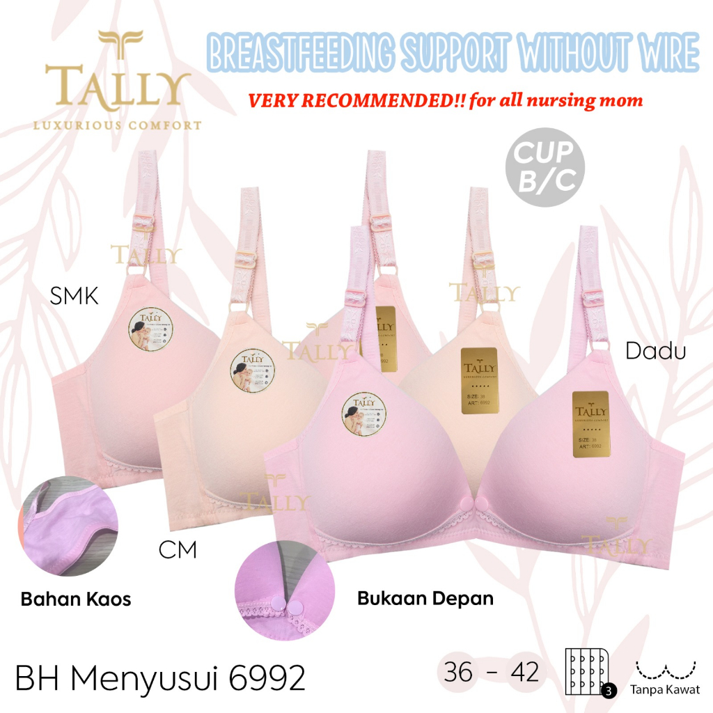 Bh MENYUSUI Tally 6992 (Cup B-C) Katun | Busa Tanpa Kawat |fjc