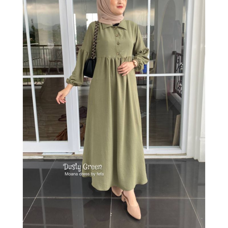 Dress polos / dress ruffle - MOANA dress wanita Bahan Airflow