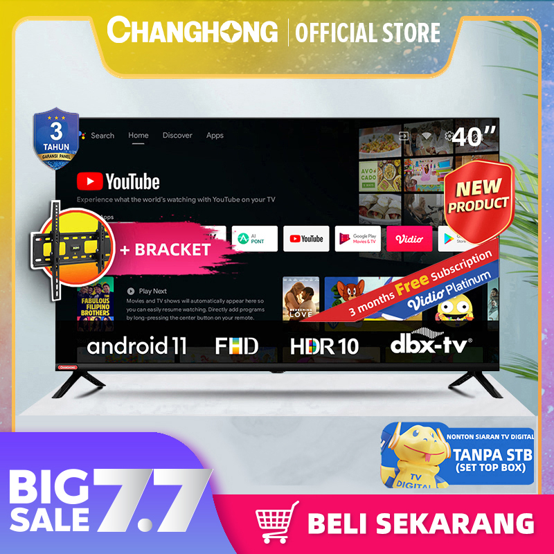 Changhong 40inch Netflix TV Android Smart TV 40 Inch Digital TV FHD LED TV L40G7N