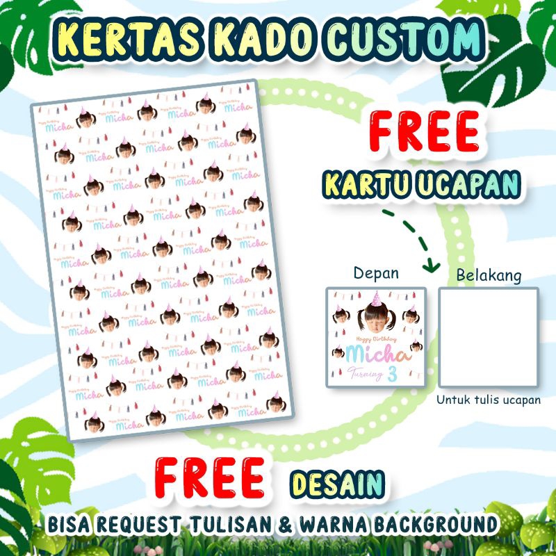 

Kertas Kado Custom Foto ⭐FREE DESAIN + FREE KARTU UCAPAN⭐