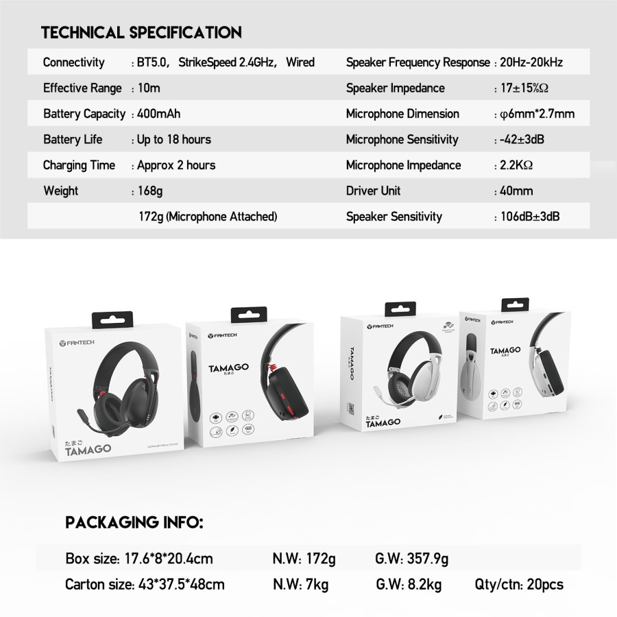 Fantech たまご TAMAGO Wireless Bluetooth Headset Headphone