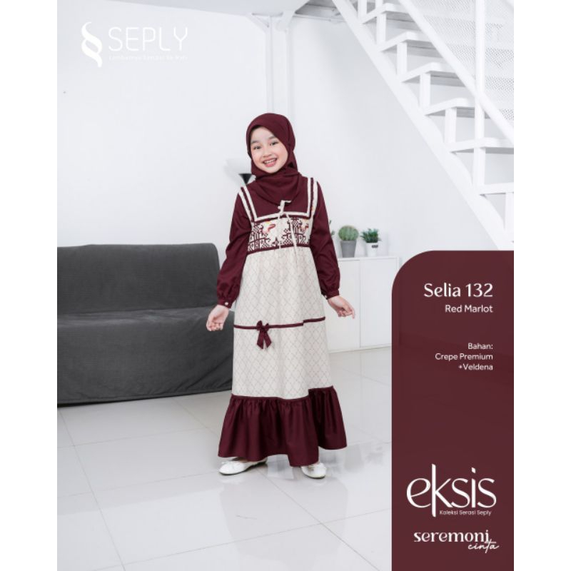 Sarimbit Keluarga Seply 2023 Eksis 214 Red Marlot (Gamis Meyra 145, Koko Kaseo 187, Gamis Anak Selia 132, Koko Anak Kliko 135)