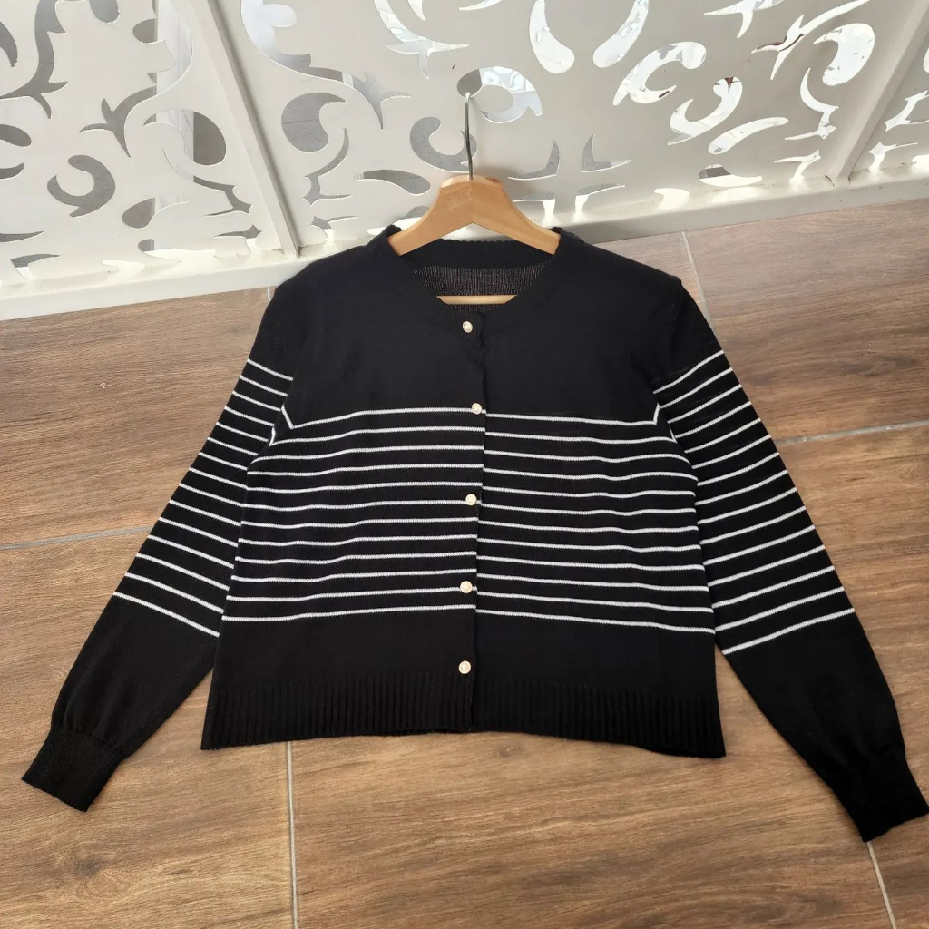 [CYC | COD] Outwear BW STRIPE OUTHER  Rajut Cardigan Wanita Trendy Murah