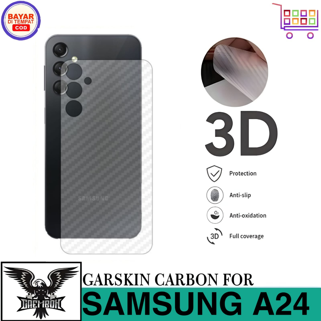 Promo Garskin Carbon SAMSUNG GALAXY A24 Skin Handphone Anti Lengket Bekas Lem