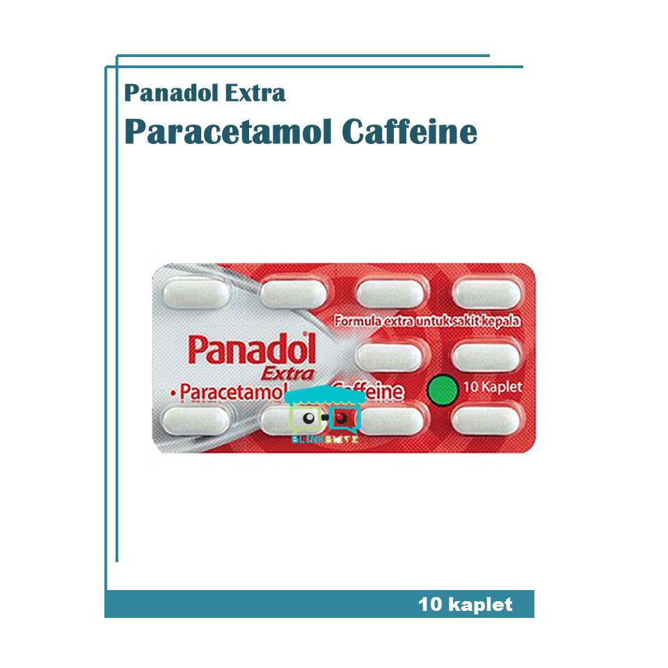 STRIP Panadol Extra Merah Paracetamol CAFFEINE Isi 10 Kaplet Pereda Demam Pusing Kafein