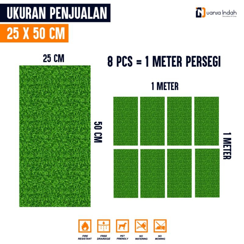 RUMPUT SINTETIS SWISS STANDAR UKURAN 25x50 CM