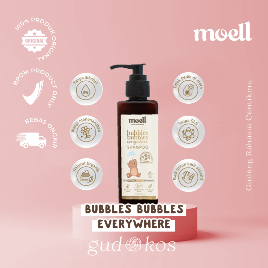 MOELL Bubbles Everywhere Shampoo 185 Gr / SLS free / Shampo Bayi