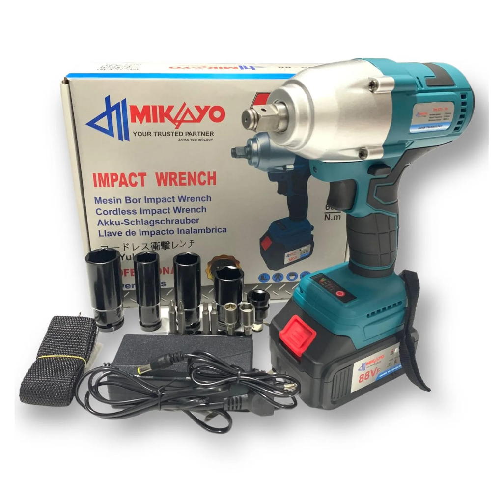 Promo !!!! Mesin Bor Impact Wrench Baterai Kunci Shock Pas 88V MIKAYO 600 Nm Terbaik