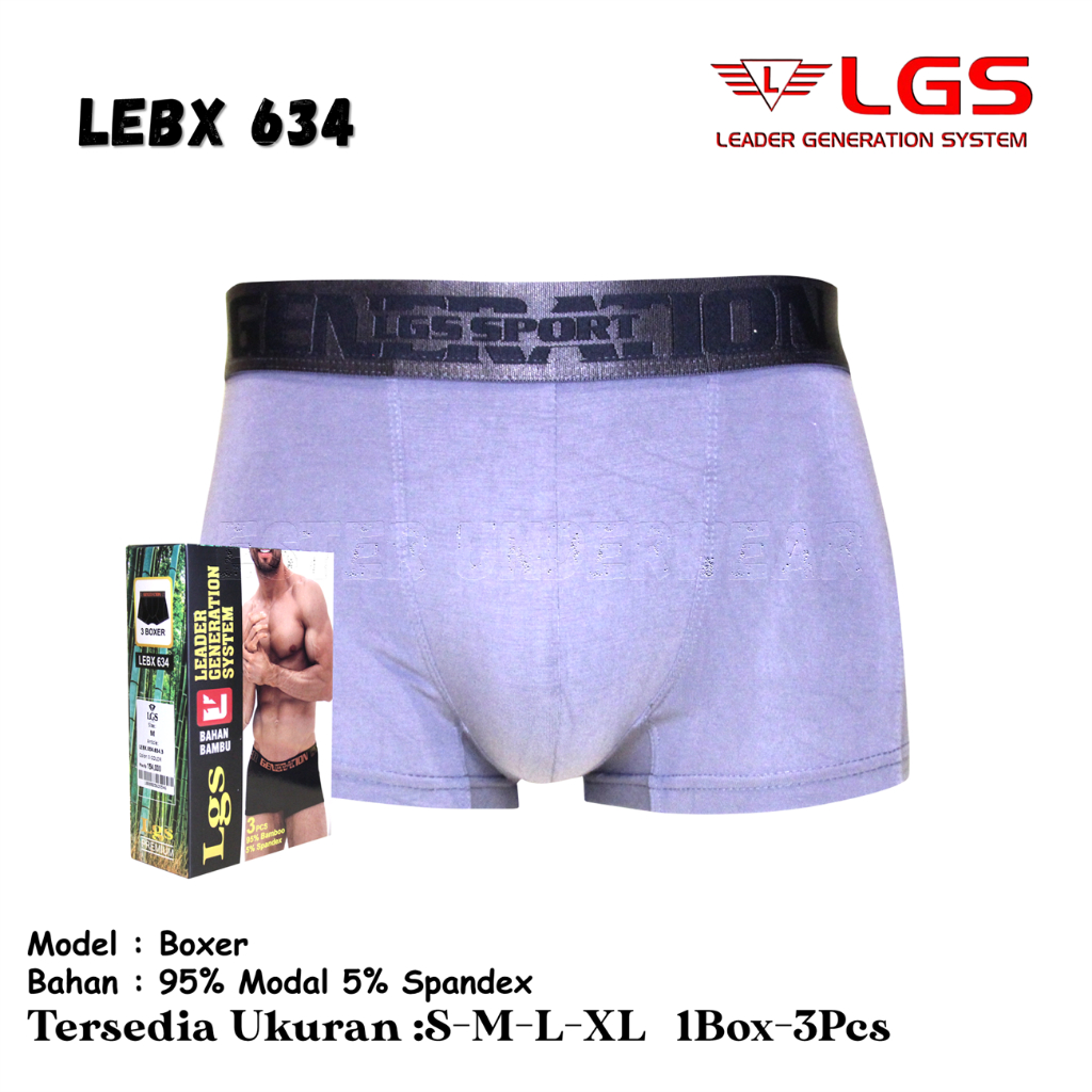 LGS Mens Underwear Premium Celana Boxer Pria LGS 634 Isi 3 Pcs
