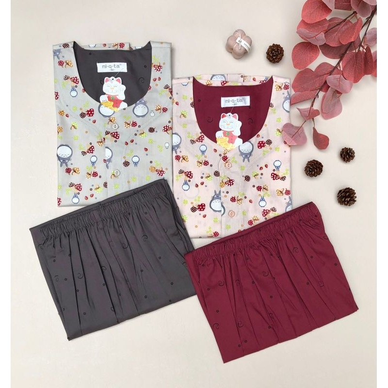 PIYAMA NIQTA TOTORO MASHROOM / PIYAMA NIQTA IBU & ANAK / BAJU TIDUR