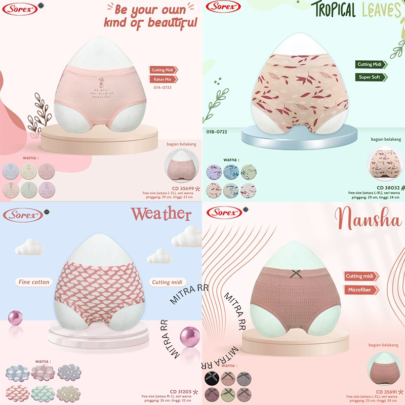 CD Sorex Wanita Basic Soft Comfort | Celana Dalam Wanita Freesize Lembut dan Nyaman 35699 13274 13293 31216 31646 13285 31205 15227 15228