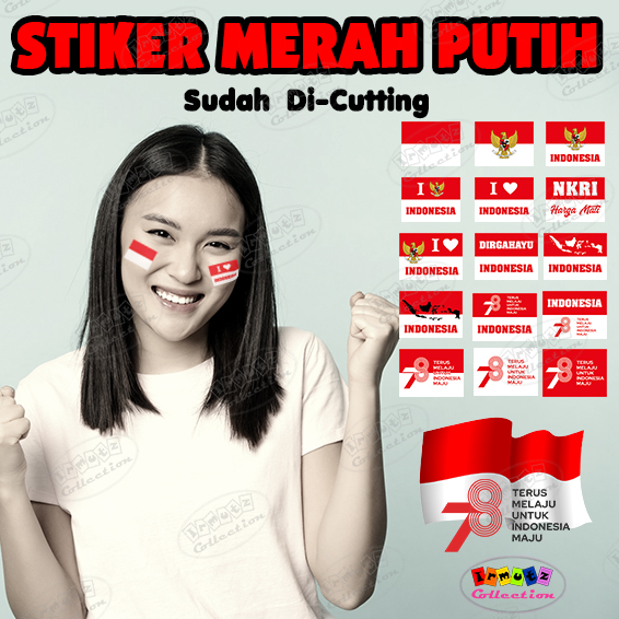 

Bendera Merah Putih Indonesia Stiker Pipi HUT RI Karnaval Lomba 17an Event