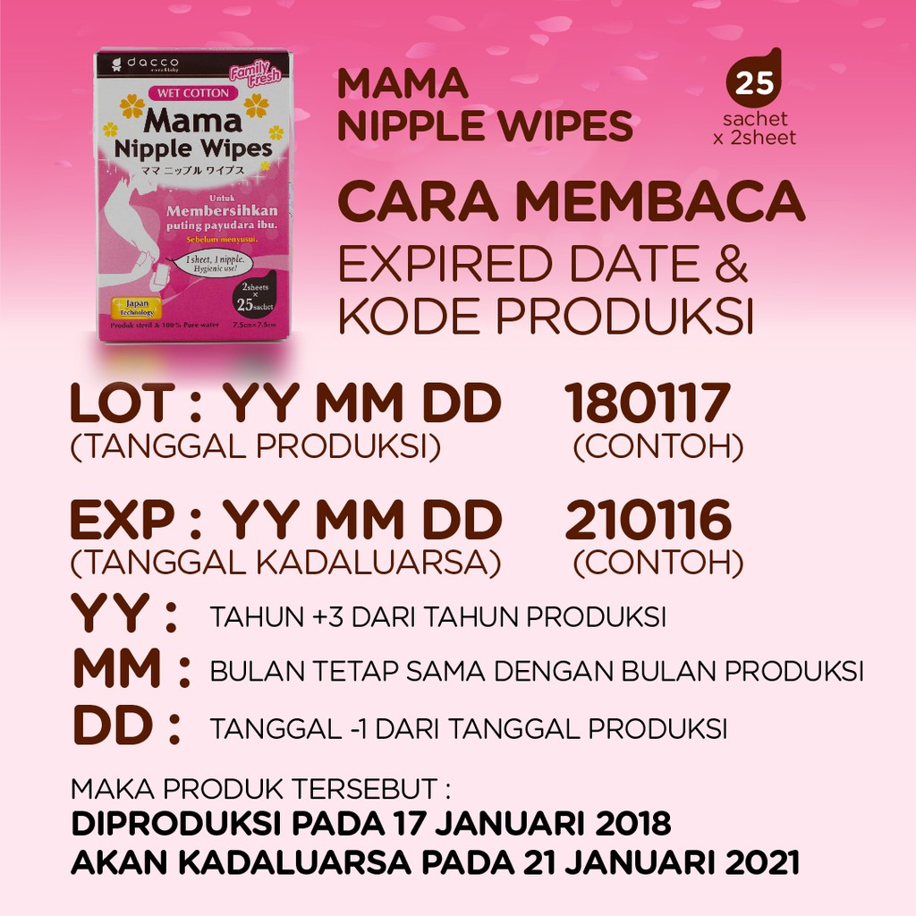 [ECER 1 pcs] Dacco MAMA NIPPLE WIPES 2 Sheets / Lembar x 1 Sachet - Tisu Basah Steril Pembersih Puting Ibu / Lap Tissue Basah Untuk Menyusui