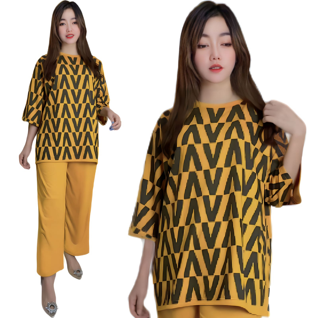 VISTATERRY LD 120 SETELAN WANITA CELANA DAN ATASAN OVERSIZE WANITA VIVI