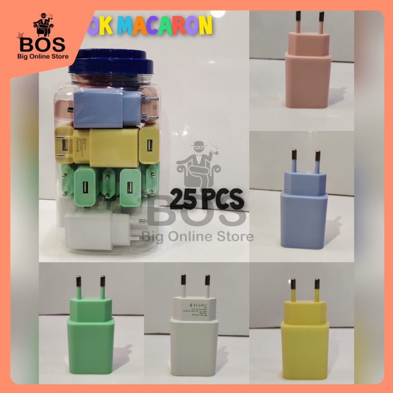 BOS - BATOK CHARGER MACARON 1 USB | ADAPTOR KEPALA CAS MAKARON WARNA/I 1USB