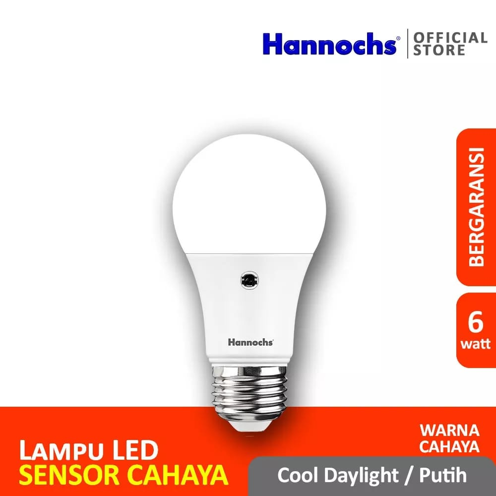 (JB99) Hannochs Lampu Led Light Sensor 6 watt cahaya Putih