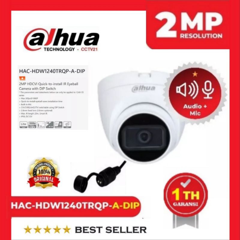 CAMERA CCTV DAHUA  HAC HDW12240TRQP -A-Dip 2 MP Audio Mic  Indor