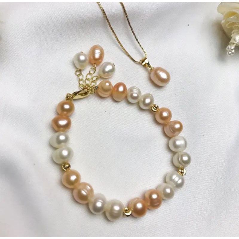 set gelang kalung mutiara tawar asli lombok || set mutiara lombok