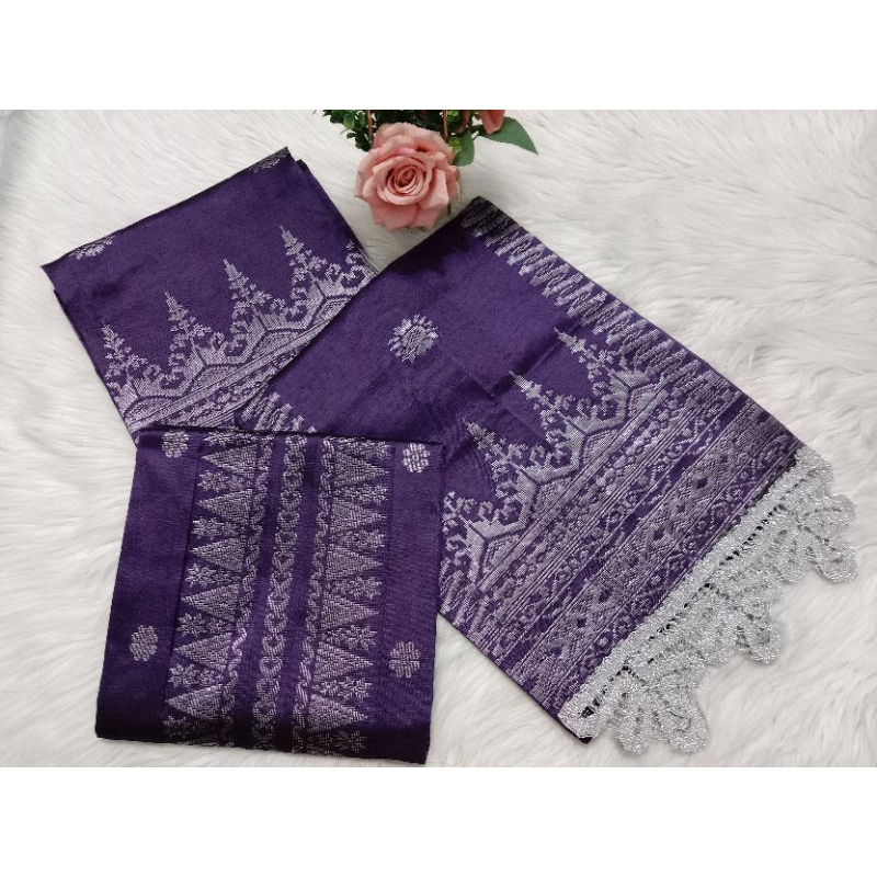 songket silungkang set warna ungu terong